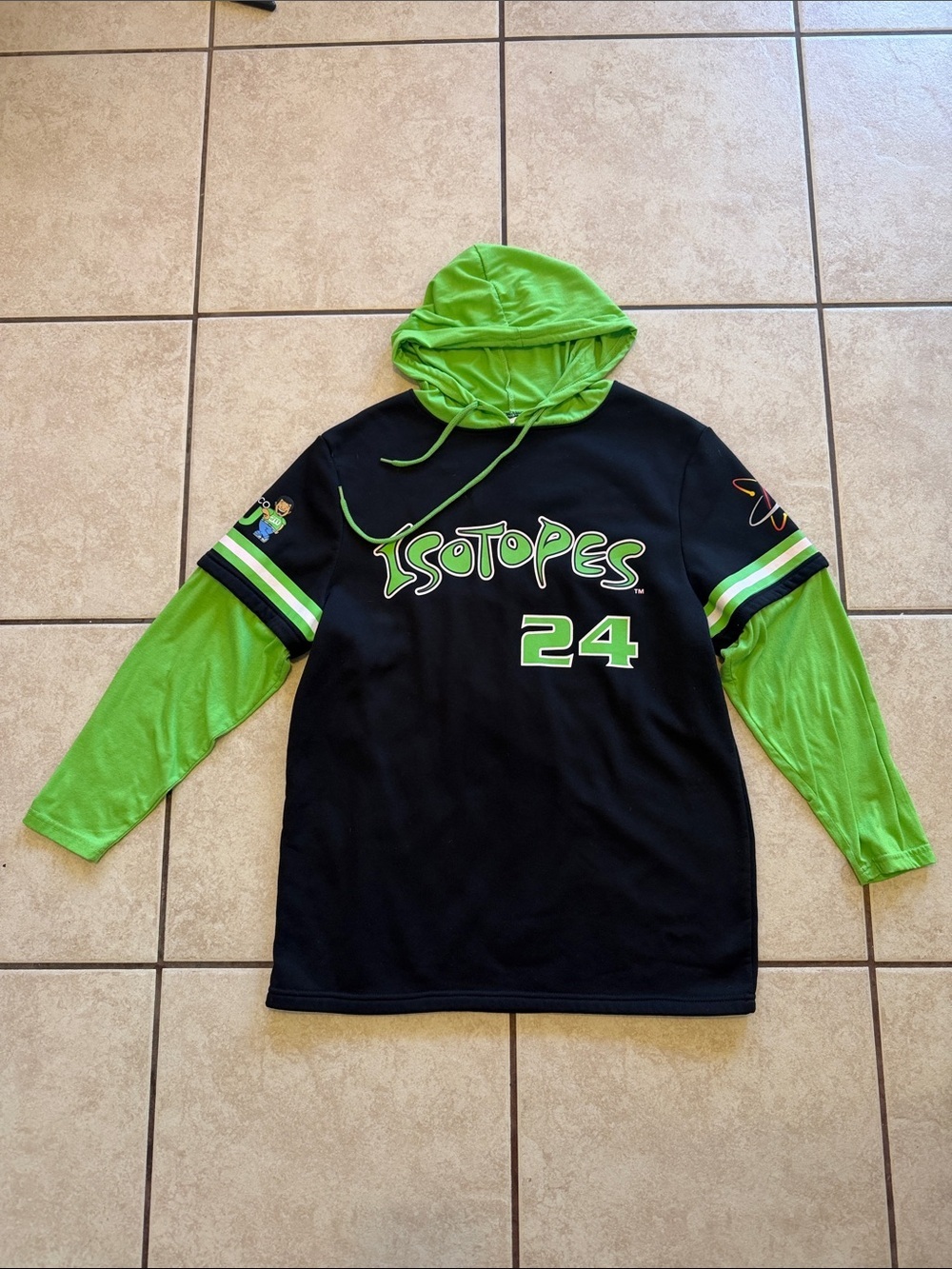 Isotopes Black & Neon Green Hooded Pullover Shirt Jacket - 24 Graphic